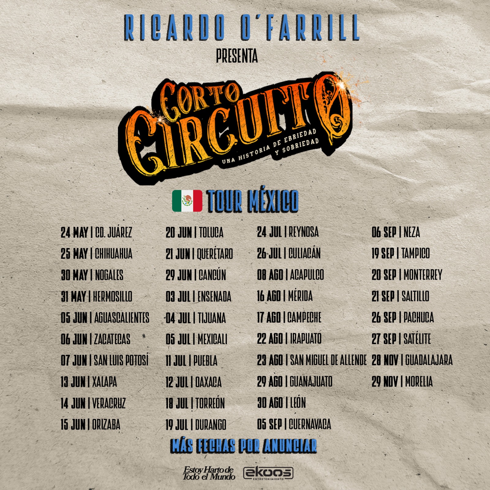 Ricardo O'Farrill Corto Circuito: A Story of Drunkenness and Sobriety Tour Poster 2025